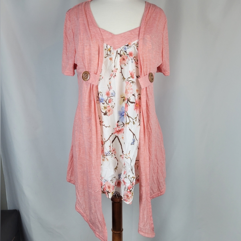 Rosegal 2-in-1 Floral Print Tee Tunic